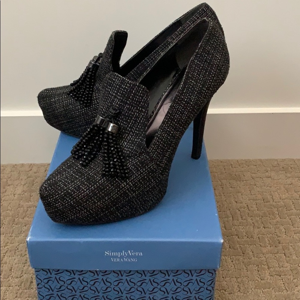 Simply Vera by Vera Wang Grey Plaid Platform Heels